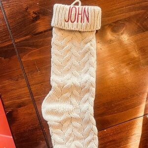 Tan/Grey Knit Christmas Stocking